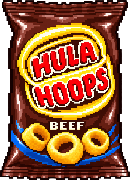 A packet of Beef Hula Hoops